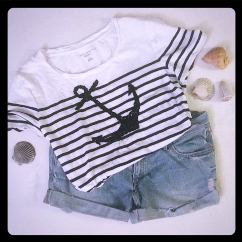 Tommy Hilfiger Nautical T-Shirt Size M Navy White